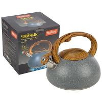 Чайник 2,5л Foresta нерж. сталь, мрамор ручка под дерево со свистком /12шт/007192/Mallony