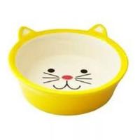 Миска керамика Мордочка кошки глубокая желтая 13,8*13,8*5см 250мл