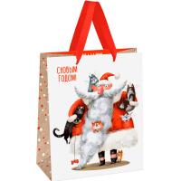 Пакет подарочный 18*23*10см "Father Frost"  крафт MESHU/MS_61634/Рельеф