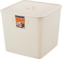 Корзина д/хранения Keeplex Rattan 21л с крышкой квадрат. белое облако KL1305 /6шт/ПР