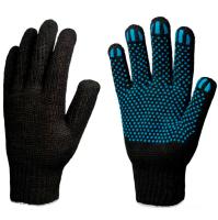 П234365 Перчатки хб средние с ПВХ 10 класс 4 нити с точкой черные 10.4 /10шт/ АПИ