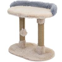 Когтеточка Лежанка ПУХ-2 столбик джут,пушистый мех 55*36*47см/84054серая/Дарэленд