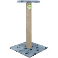 Когтеточка столбик с полкой мех, джут серый 47*47*80см/DONBARON