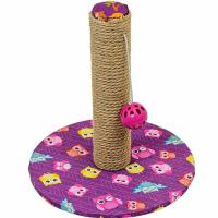 Когтеточка ЭКО Столбик MODI с шариком сизаль,ткань,пвх 29*29*32см фиолетовая/81985/Дарэленд