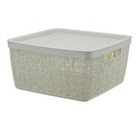 Коробка д/хранения БЯЗЬ 8л белый ротанг с крышкой 28*28*14см М2326