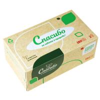 Салфетки бумажные 2 слоя "Спасибо за заботу о природе" Ассорти  в короб. V-сл. 180л.  /19335