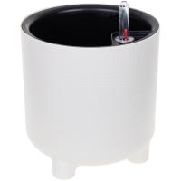Кашпо ШЭНК D180 3,6л белый ротанг с автополивом+вставкой М3241