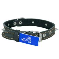 Ошейник кожа 25мм с украшением и большими шипами на фетре 54-56см/40793 Ошейник кожа 25мм с украшением и большими шипами на фетре 54-56см/40793