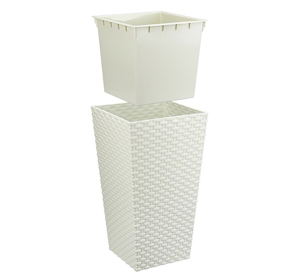 Кашпо Ротанг 320*320*565мм белый с вставкой М3084 /3шт/М-пласт