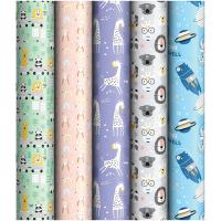 Упаковочная бумага 70*100см "Забавные персонажи" 90г/м2 глянц. ассорти 5 дизайнов ArtSpace /Рельеф