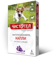 Капли Чистотел Максимум 4 дозы для собак против блох и клещей