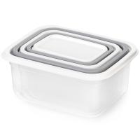 Набор контейнеров д/СВЧ Матрешка (0,2л,0,4л,0,7л,1,2л,1,9л) бело-серый М9173 /16шт/ Альтерн