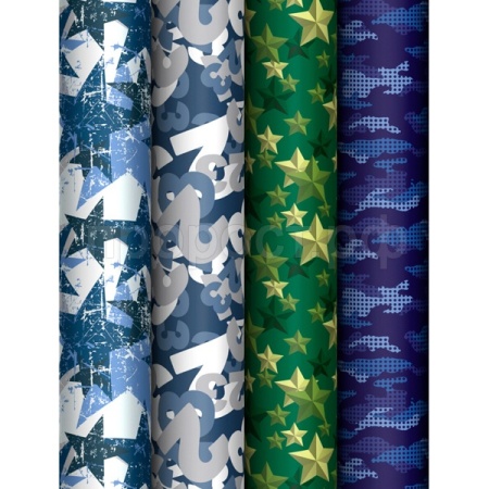 Упаковочная бумага 70*100см "Military" 80г/м2 глянц. ассорти, 4 дизайна MESHU/Рельеф