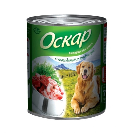 Корм для собак Оскар Говядина/Индейка ж/б 750гр/1234