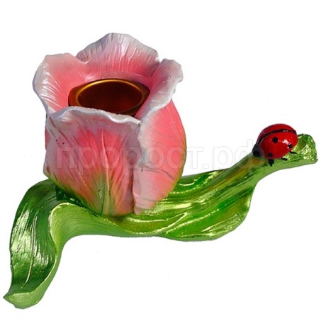 Подсвечник Тюльпан с божьей коровкой( розовый) L13W9H7,5см 713067/I008