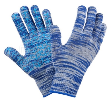 Перчатки хб 2-слойные с ПВХ 10 класс 6 нитей синий L 
