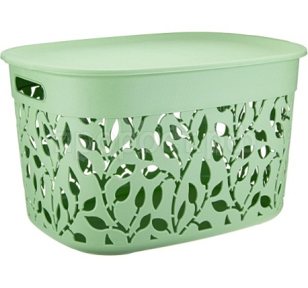 Коробка для хранения ФЛОРА 25л мята с крышкой М2364 Коробка для хранения ФЛОРА 25л мята с крышкой М2364