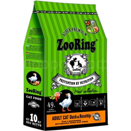 Кошки ZooRing Adult утка/шиповник д/работы ЖКТ д/кошек всех пород 10кг/100199 ЧЗ Кошки ZooRing Adult утка/шиповник д/работы ЖКТ д/кошек всех пород 10кг/100199 ЧЗ