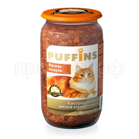 Корм для кошек Пуффинс 650гр мясное ассорти