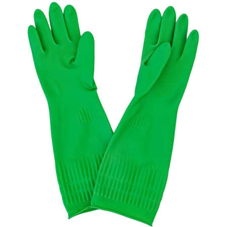 Перчатки хозяйственные латексные опудренные M удлиненный манжет зеленый 87294 /12шт/