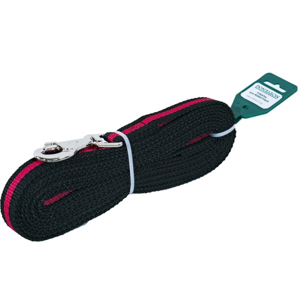 Поводок капрон 20мм*5м черный с красной полосой  DONBARON