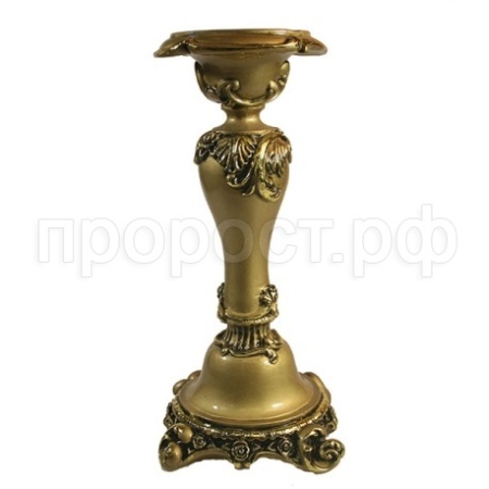 Подсвечник с резным квадр. основанием (золото)L11.5W11.5H26.5см 713186/I011 
