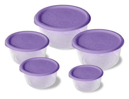 Контейнер многофункциональный 5шт (0,3+0,5+0,8+1,4+2,3) круглый низкий С264