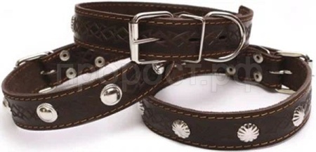 Ошейник кожа 35мм 1слойный с украшением 60-65см/41035 Ошейник кожа 35мм 1слойный с украшением 60-65см/41035