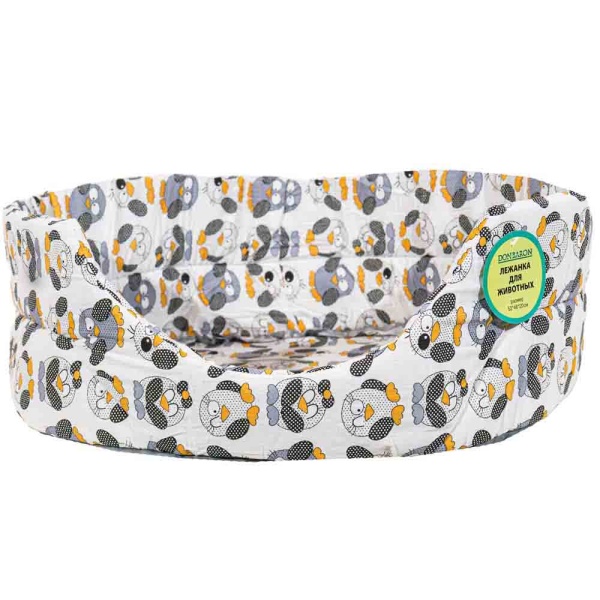 Лежанка овальная стеганая поролоновая хлопок ЗОО МИКС 52*46*20см/DONBARON Лежанка овальная стеганая поролоновая хлопок ЗОО МИКС 52*46*20см/DONBARON