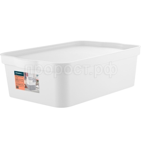 Ящик д/хранения 14л Keeplex Trendy с крышкой белый KL3504 /8шт/ПР