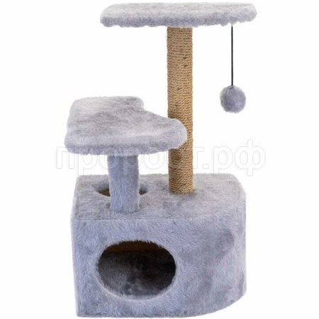 Когтеточка Домик ЧИП круглый с полкой, столбик джут 48*51*h71см серый/8347сер/Дарэлл Когтеточка Домик ЧИП круглый с полкой, столбик джут 48*51*h71см серый/8347сер/Дарэлл