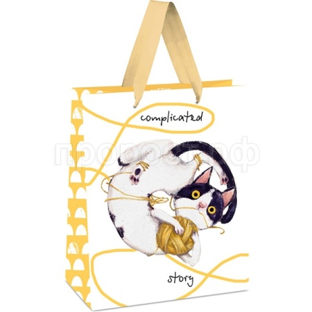 Пакет подарочный 11*14*6,5см "Complicated story", белый крафт MESHU/Рельеф