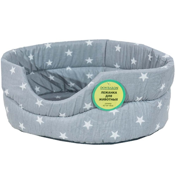 Лежанка овальная стеганая поролоновая хлопок Звезды МИКС 52*46*20см/DONBARON Лежанка овальная стеганая поролоновая хлопок Звезды МИКС 52*46*20см/DONBARON