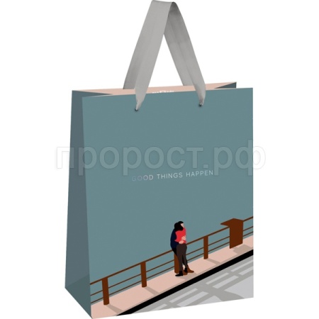 Пакет подарочный  26*32*12см "Любить-это беречь" отд. фольгой мат. ламинация MESHU/Рельеф