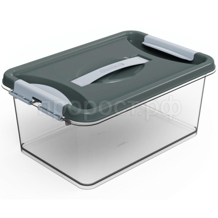 Контейнер д/хранения Клик 8л темно-серый с защелками С273СЕР Контейнер д/хранения Клик 8л темно-серый с защелками С273СЕР