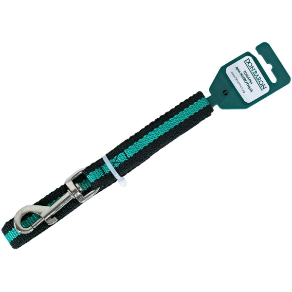 Поводок капрон 20мм*2м черный с зелёной полосой  DONBARON Поводок капрон 20мм*2м черный с зелёной полосой  DONBARON