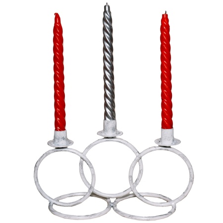 ДЕКОР Подсвечник Кольцо 3 свечи бел серебро РЗДИ/1шт