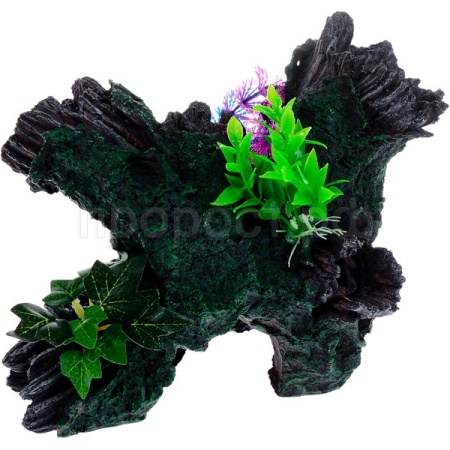 Грот Decor036 Коряга с растением 30,5*20*20,5см/BARBUS